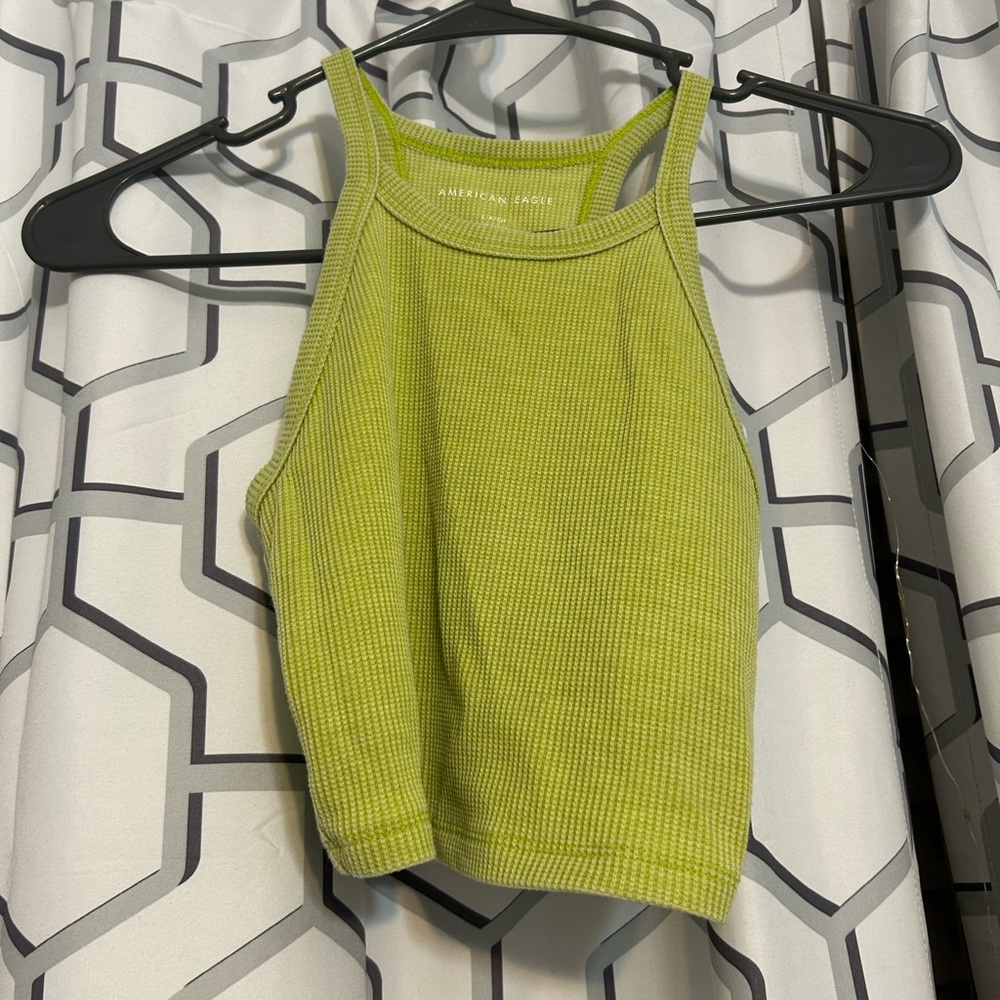American Eagle Outfitters Green Ribbed Crop Top
